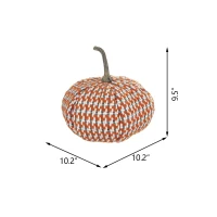 Set of 2 Fabric Pumpkin Ornaments Table Decorations, Fall Harvest and Thanksgiving Decor, 10&quot; L x 10&quot; W x 9.5&quot; H, Orange Multicolor(m-3)