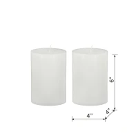 Set of 2 Eco-Friendly Unscented Soy Wax Pillar Candles, Biodegradable Decorations, 4" L x 4" W x 6" H, White(m-3)