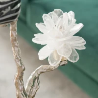 Aluminum Candle Holder with Marble Stand, Nature-Inspired Bird Figurine on Silver Branch, 8" L x 5" W x 15" H, Multicolor(m-8)