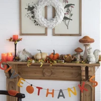 Set of 2 Colorful Give Thanks Banners Home Decorations, Fall Festival and Thanksgiving Decor, 68" L x 5" W x 0.1" H, Orange Multicolor(m-4)