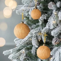 Set of 6 Decorative Hanging Tree Ornaments for Holiday Party Decorations, Glass Christmas Ball Ornaments, D4", Gold(m-4)