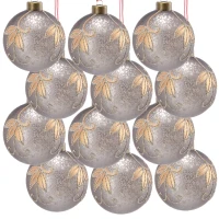Set of 12 Glass Decorative Hanging Balls for Holiday Party Decorations, Christmas Ball Ornaments, D3", Silver(m-2)