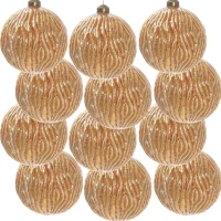 Set of 12 Decorative Hanging Tree Ornaments for Holiday Party Decorations, Glass Christmas Ball Ornaments, D3", Gold(m-2)