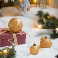 Set of 12 Decorative Hanging Tree Ornaments for Holiday Party Decorations, Glass Christmas Ball Ornaments, D3", Gold(m-5)