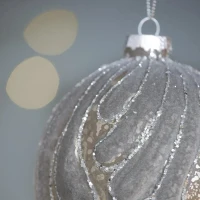 Set of 6 Glass Christmas Ball Ornaments, Decorative Hanging Holiday Tree Decorations, D4" Each, Silver(m-4)