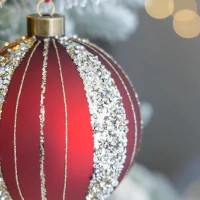 Set of 4 Glass Decorative Hanging Balls for Holiday Party Decorations, Christmas Ball Ornaments, D5", Red(m-6)