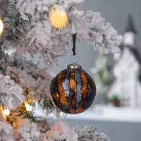 Set of 6 Glass Hanging Baubles for Holiday Party Decorations, Christmas Ball Ornaments, D4", Multicolor(m-1)