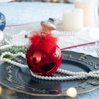 Set of 6 Decorative Glass Christmas Tree Hanging Ball Ornaments, Decorations for Holiday Party, D4", Red(m-4)