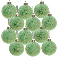 Set of 12 Glass Decorative Hanging Balls for Holiday Party Decorations, Christmas Ball Ornaments, D3", Green(m-2)