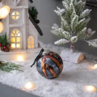 Set of 6 Glass Hanging Baubles for Holiday Party Decorations, Christmas Ball Ornaments, D4", Multicolor(m-4)