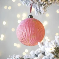 Set of 4 Glass Decorative Hanging Balls for Holiday Party Decorations, Christmas Ball Ornaments, Eye-Catching Design, D5", Red(m-1)