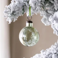 Set of 12 Decorative Glass Long Neck Hanging Ball Ornaments, Christmas Tree Ornaments for Holiday Party, 3" L x 3" W x 4" H, Green(m-1)