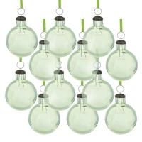 Set of 12 Decorative Glass Long Neck Hanging Ball Ornaments, Christmas Tree Ornaments for Holiday Party, 3" L x 3" W x 4" H, Green(m-2)