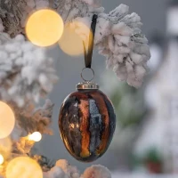 Set of 6 Glass Egg Christmas Ball Ornaments, Decorative Hanging Holiday Tree Decorations, 3" L x 3" W x 4.5" H, Multicolor(m-1)