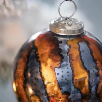 Set of 6 Glass Hanging Baubles for Holiday Party Decorations, Christmas Ball Ornaments, D4", Multicolor(m-3)