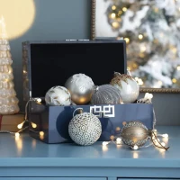 Set of 12 Glass Decorative Hanging Balls for Holiday Party Decorations, Christmas Ball Ornaments, D3", Gold(m-6)