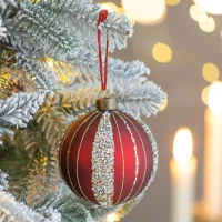 Set of 6 Glass Decorative Hanging Balls for Holiday Party Decorations, Christmas Ball Ornaments, D4", Red(m-3)