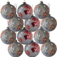 Set of 12 Decorative Hanging Tree Ornaments for Holiday Party Decorations, Glass Christmas Ball Ornaments, D3", Multicolor(m-2)