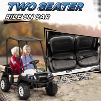 Qaba 24V 2 Seater Electric Car for Kids w/ Remote Control, 4 Wheels Spring Suspension, Soft Start, Storage, Sunshade, White(m-4)