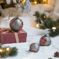 Set of 12 Decorative Hanging Tree Ornaments for Holiday Party Decorations, Glass Christmas Ball Ornaments, D3", Multicolor(m-6)