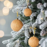 Set of 12 Decorative Hanging Tree Ornaments for Holiday Party Decorations, Glass Christmas Ball Ornaments, D3", Gold(m-3)