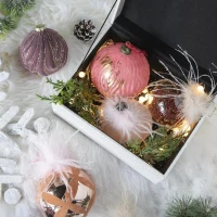 Set of 4 Glass Decorative Hanging Balls for Holiday Party Decorations, Christmas Ball Ornaments, Eye-Catching Design, D5", Red(m-8)