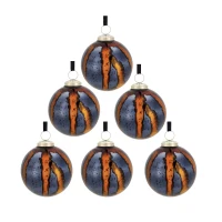 Set of 6 Glass Hanging Baubles for Holiday Party Decorations, Christmas Ball Ornaments, D4", Multicolor(m-2)