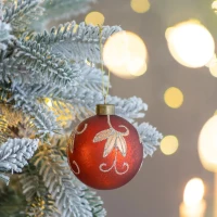 Set of 12 Decorative Hanging Tree Ornaments for Holiday Party Decorations, Glass Christmas Ball Ornaments, D3", Red(m-1)