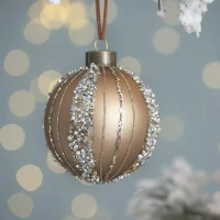 Set of 6 Christmas Baubles for Christmas Tree Decoration for Holiday Party, Glass Christmas Ball Ornaments, D4", Gold(m-1)