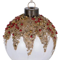 Set of 6 Decorative Glass Christmas Tree Hanging Ball Ornaments, Decorations for Holiday Party, D4", Multicolor(m-7)