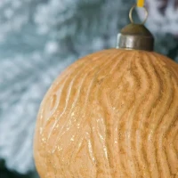 Set of 6 Decorative Hanging Tree Ornaments for Holiday Party Decorations, Glass Christmas Ball Ornaments, D4", Gold(m-5)