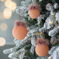 Set of 6 Decorative Glass Christmas Tree Hanging Ball Ornaments, Decorations for Holiday Party, D4", Brown(m-4)