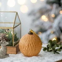 Set of 6 Decorative Hanging Tree Ornaments for Holiday Party Decorations, Glass Christmas Ball Ornaments, D4", Gold(m-3)