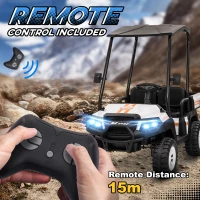 Qaba 24V 2 Seater Electric Car for Kids w/ Remote Control, 4 Wheels Spring Suspension, Soft Start, Storage, Sunshade, White(m-7)