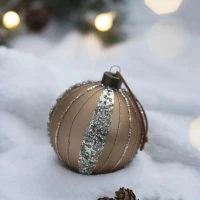 Set of 6 Christmas Baubles for Christmas Tree Decoration for Holiday Party, Glass Christmas Ball Ornaments, D4", Gold(m-4)