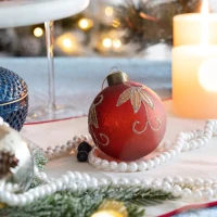 Set of 12 Decorative Hanging Tree Ornaments for Holiday Party Decorations, Glass Christmas Ball Ornaments, D3", Red(m-4)