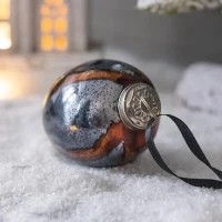 Set of 6 Glass Egg Christmas Ball Ornaments, Decorative Hanging Holiday Tree Decorations, 3" L x 3" W x 4.5" H, Multicolor(m-4)