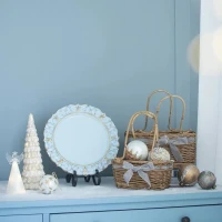 Set of 12 Glass Decorative Hanging Balls for Holiday Party Decorations, Christmas Ball Ornaments, D3", Silver(m-4)