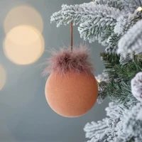 Set of 6 Decorative Glass Christmas Tree Hanging Ball Ornaments, Decorations for Holiday Party, D4", Brown(m-1)