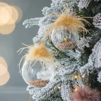 Set of 4 Glass Decorative Christmas Tree Hanging Ball Ornaments, Decorations for Holiday Party, D5", Multicolor(m-3)