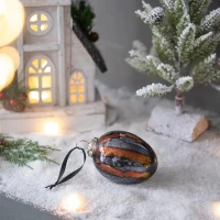 Set of 6 Glass Egg Christmas Ball Ornaments, Decorative Hanging Holiday Tree Decorations, 3" L x 3" W x 4.5" H, Multicolor(m-3)