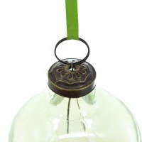Set of 12 Decorative Glass Long Neck Hanging Ball Ornaments, Christmas Tree Ornaments for Holiday Party, 3" L x 3" W x 4" H, Green(m-7)