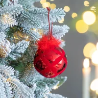 Set of 6 Decorative Glass Christmas Tree Hanging Ball Ornaments, Decorations for Holiday Party, D4", Red(m-1)