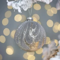 Set of 6 Glass Christmas Ball Ornaments, Decorative Hanging Holiday Tree Decorations, D4" Each, Silver(m-3)