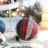 Set of 6 Glass Decorative Hanging Balls for Holiday Party Decorations, Christmas Ball Ornaments, D4", Red(m-1)