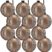 Set of 12 Glass Decorative Hanging Balls for Holiday Party Decorations, Christmas Ball Ornaments, D3", Gold(m-2)