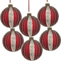 Set of 6 Glass Decorative Hanging Balls for Holiday Party Decorations, Christmas Ball Ornaments, D4", Red(m-2)
