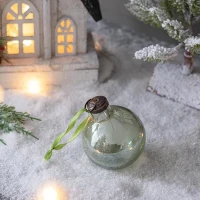 Set of 12 Decorative Glass Long Neck Hanging Ball Ornaments, Christmas Tree Ornaments for Holiday Party, 3" L x 3" W x 4" H, Green(m-4)