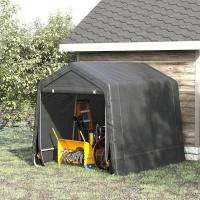 Outsunny 7.9' x 6.6' Garden Storage Tent, Patio Storage Shelter w/ Metal Frame and Double Zipper Doors, Dark Grey(m-8)