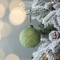 Set of 6 Glass Decorative Hanging Balls for Holiday Party Decorations, Christmas Ball Ornaments, D4", Green(m-1)